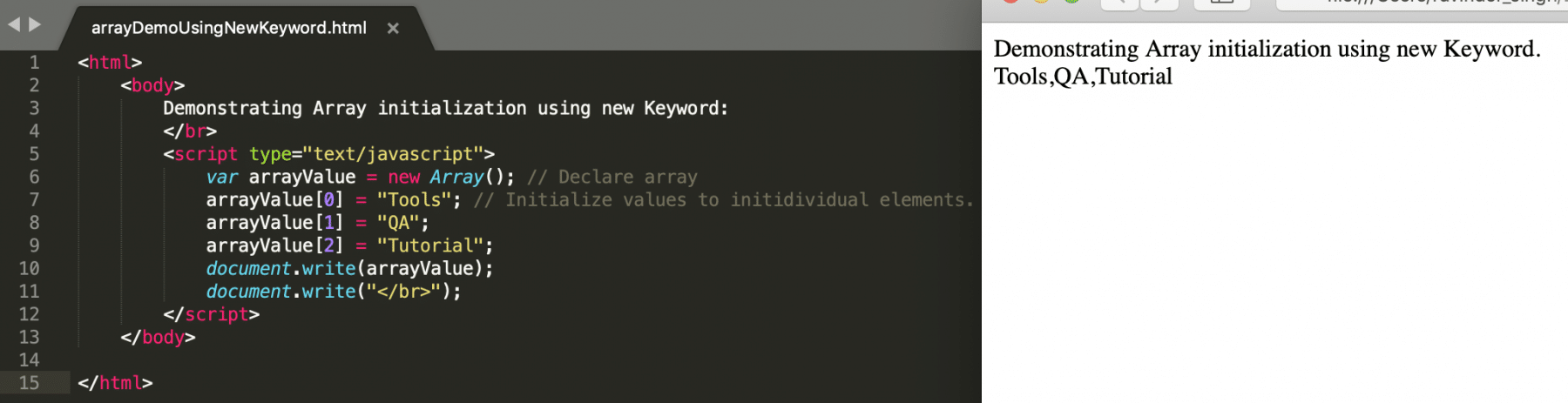javascript declare new array
